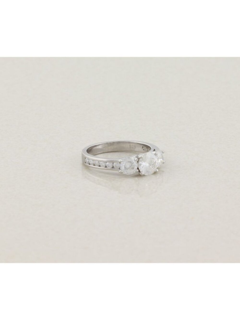Sterling Silver Lab Created Moissanite Ring Sparkly 8 1/4 Engagement Ring - Picture 8 of 9